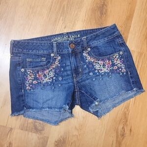Y2K AE Embroidered Cotton Shorts
